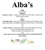 Alba's Grill menu