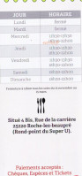 Le P'tit Comtois menu