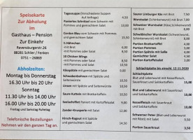 Gasthaus Pension Zur Einkehr menu