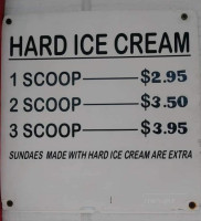 Spanky Oliver's Ice Cream menu