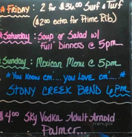 Stony Creek Inn Rest menu