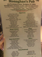 Monaghan's Irish Pub menu