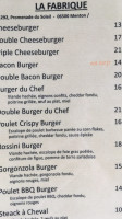 La Fabrique menu