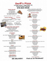 Derff's Pizza menu