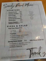 Sandy Point Lodge And Resort menu