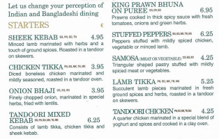 Saffron Indian menu