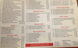 Chinfong Chinese menu