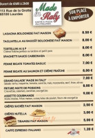 Made In Italy menu