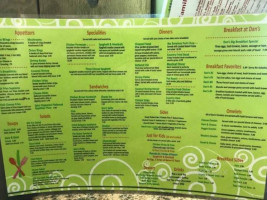 Dan's Family menu