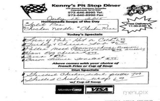 Kenny's Pit Stop menu