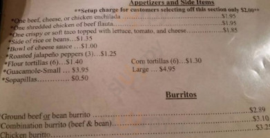 Poquito De Mexico menu