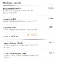 Elysée Doner Kebab menu