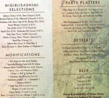 Soto Sushi menu