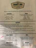 Adam's Rib Barbecue menu