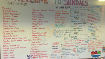 Sundaes Ice Cream menu