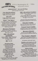 G W's Fine Food Spirits menu