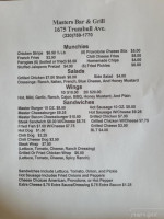 Master's Grill menu