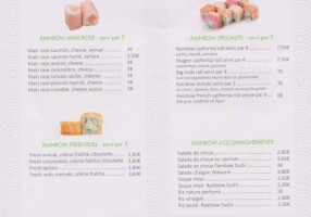 Rainbow Sushi menu