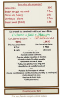 Aux Cocottes Sarthoises menu