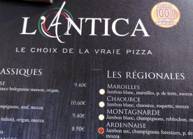 Pizzeria L'antica menu