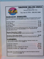 Tropics Island Grill menu