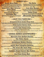 Black Bull Steakhouse Saloon menu