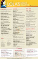 Lola's Burger Tequila menu