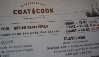 Microbrasserie Coaticook menu