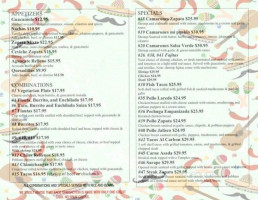 Zapata Mexican Restaraunt menu