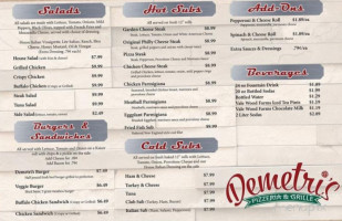 Demetri's Pizzeria Grille menu