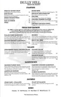 Bully Hill Vineyards menu