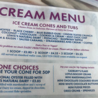 Lewis's Ice Cream Coffee Shop menu