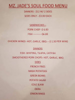 Mz. Jade's Soul Food menu