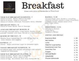 Positiv Cafe And Bakery menu