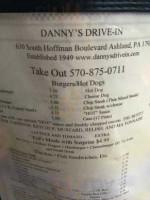 Danny's Drive-in menu