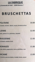 La Fabrique menu