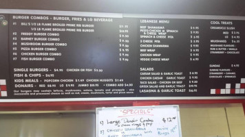 Bills Burger Baron Drive-In Restaurant menu