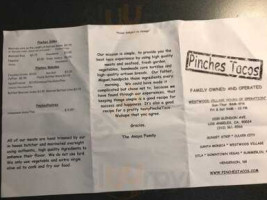 Pinches Tacos menu