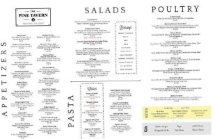 The Pine Tavern menu