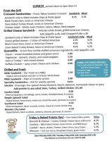 Wonder City Coffee Bistro menu