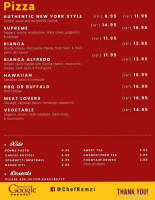 Chef Remzi Italian menu