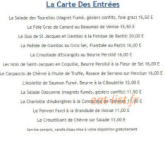 Les Tourelles menu