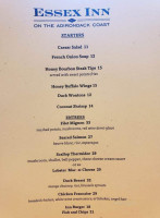 Essex Inn On The Adirondack Coast menu