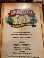 Guadalajara Mexican menu