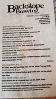 Backslope Brewing menu