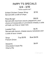 Pappy T's Pub And Lounge menu