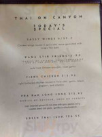 Thai On Canyon menu