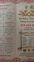 Golden Dragon menu