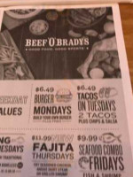 Beef 'o ' Brady 's menu