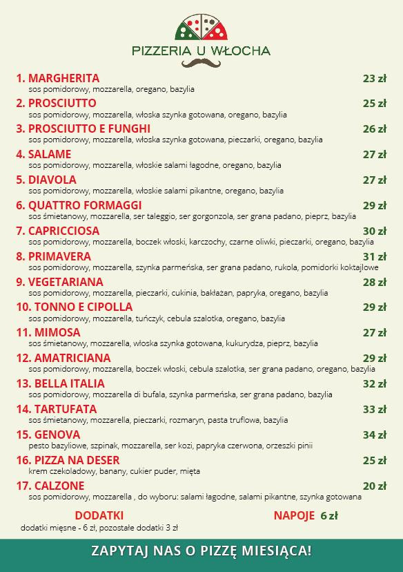Pizzeria U Wlocha Menu